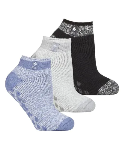 Heat Holders Womens - 3 Pair Multipack Ladies Ankle Slipper Socks with Grippers - Pisa 1 - Multicolour