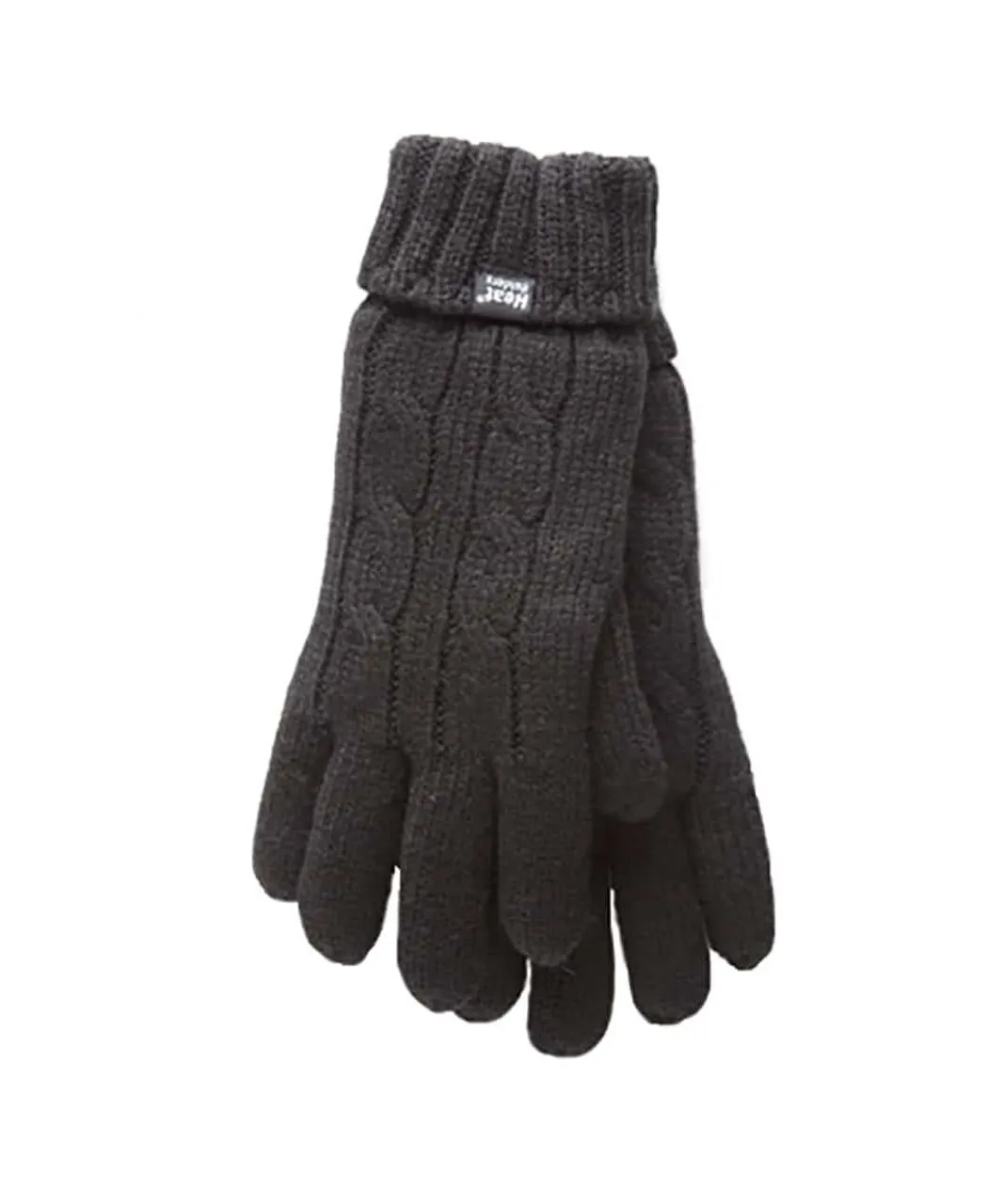 Heat Holders - Womens Cable Knit 2.3 tog Gloves for Winter - Black