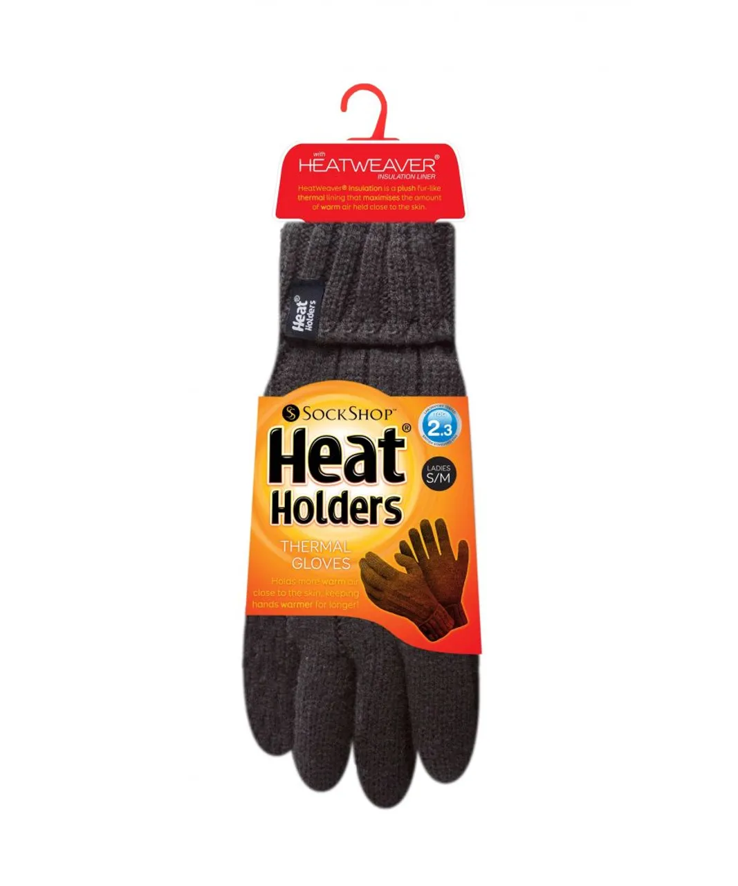 Heat Holders - Womens Cable Knit 2.3 tog Gloves for Winter - Black
