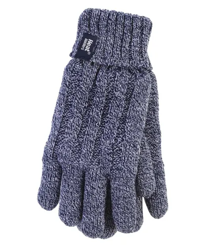Heat Holders - Womens Cable Knit 2.3 tog Gloves for Winter - Blue