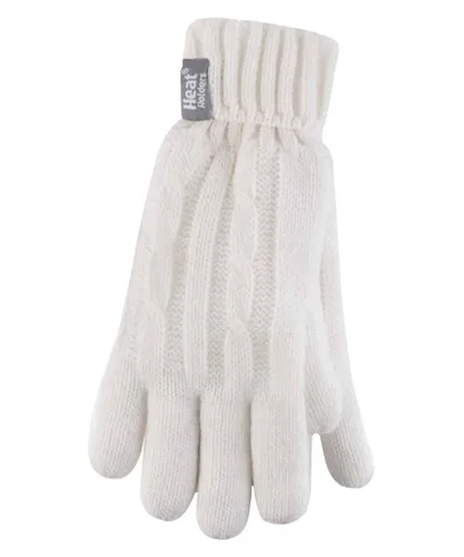 Heat Holders - Womens Cable Knit 2.3 tog Gloves for Winter - Cream
