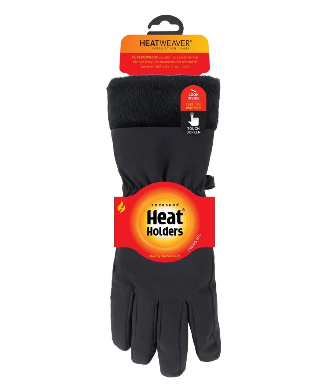 Heat Holders Womens Kenai Soft Shell Waterproof Wind Resistant Gloves - Black