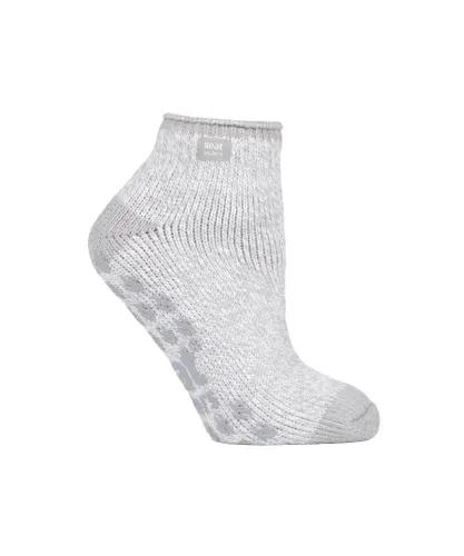 Heat Holders Womens Ladies 2.3 tog thermal low cut ankle slipper socks in 4 colours - Grey Nylon