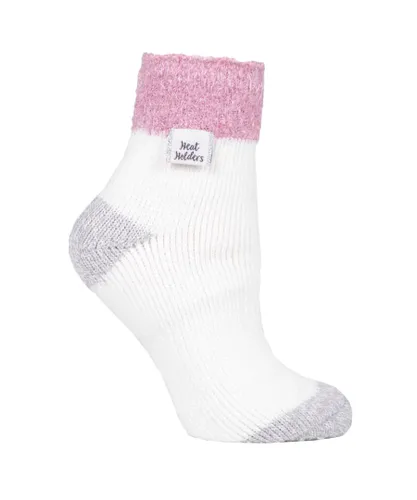 Heat Holders Womens Ladies Extra Fluffy Bed Socks for Lounging Around - Cream Nylon