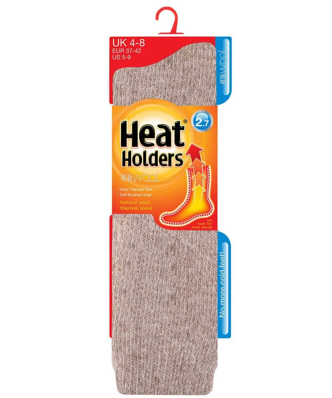 Heat Holders Womens Ladies Extra Long Thick 2.7 TOG Coloured Knee High Wool Socks - Beige