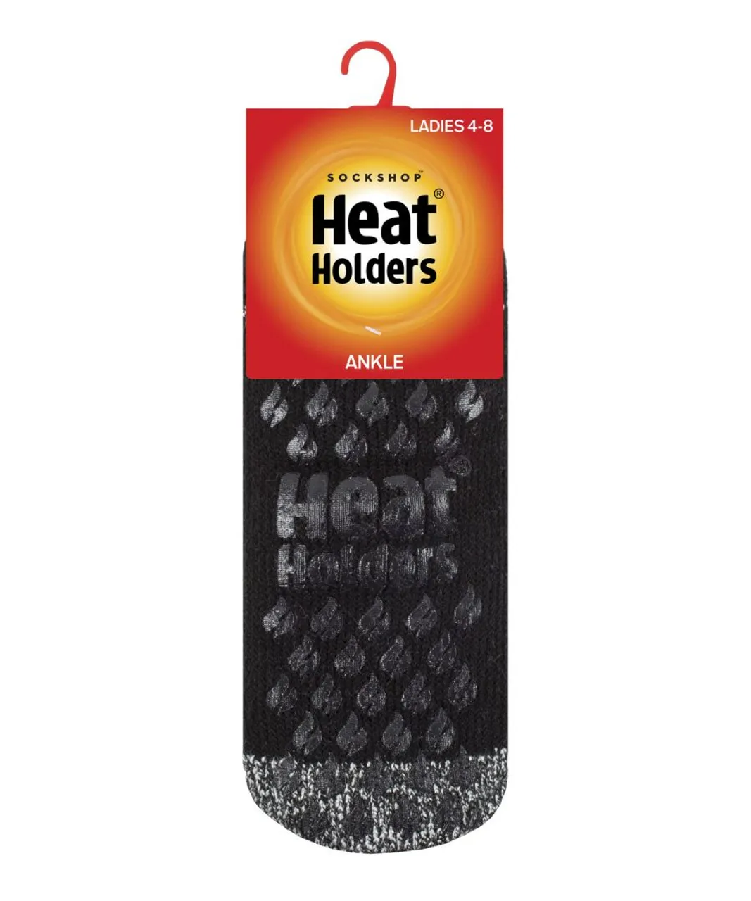 Heat Holders Womens - Ladies Non Slip Thermal Ankle Slipper Socks with Grips - Black