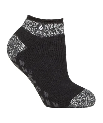 Heat Holders Womens - Ladies Non Slip Thermal Ankle Slipper Socks with Grips - Black
