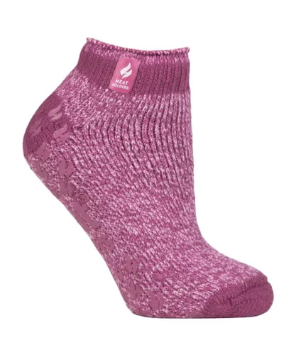 Heat Holders Womens - Ladies Non Slip Thermal Ankle Slipper Socks with Grips - Pink
