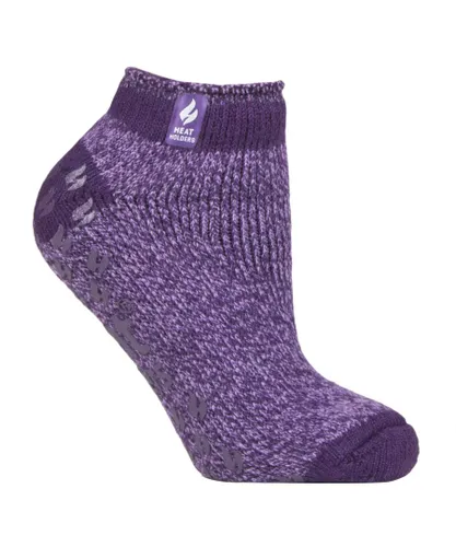 Heat Holders Womens - Ladies Non Slip Thermal Ankle Slipper Socks with Grips - Purple