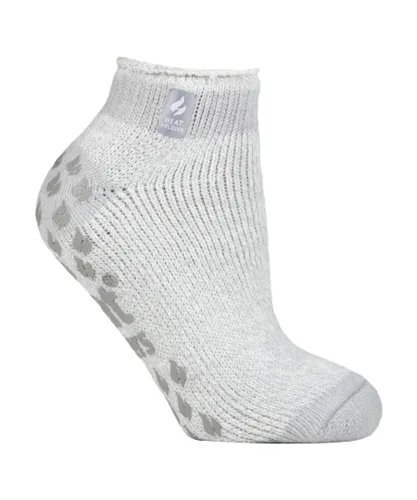 Heat Holders Womens - Ladies Non Slip Thermal Ankle Slipper Socks with Grips - Silver
