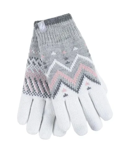 Heat Holders Womens - Ladies Thermal Gloves for Winter in Lodore Style - Grey / Cream