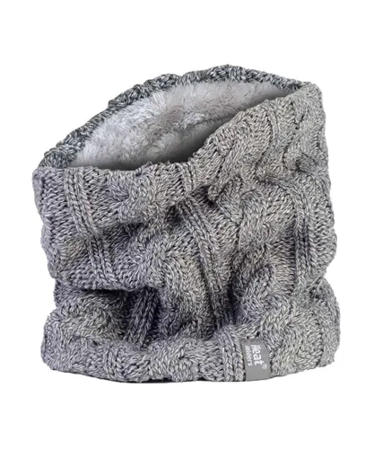 Heat Holders Womens - Ladies Thick Cable Knit Fleece Lined Neck Warmer - Grey - One