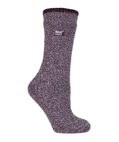 Heat Holders Womens Ladies Thick Reinforced 2.9 TOG Winter Warm Merino Wool Thermal Socks - Wine Nylon