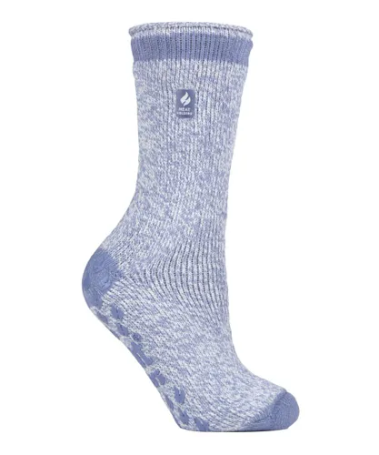 Heat Holders Womens - Ladies Thick Winter Thermal Non Slip Slipper Socks - Blue