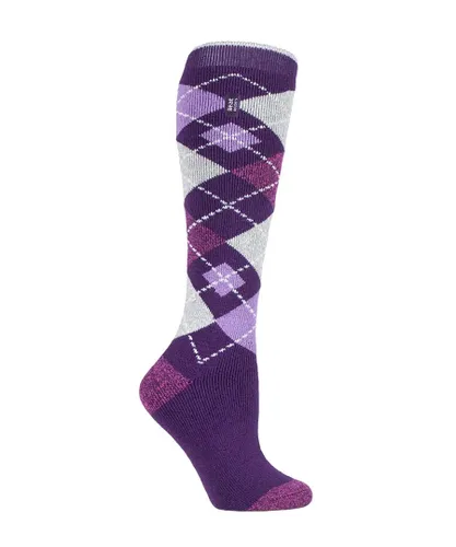 Heat Holders Womens LITE - Ladies Thin Extra Long Thermal Socks - Purple Nylon