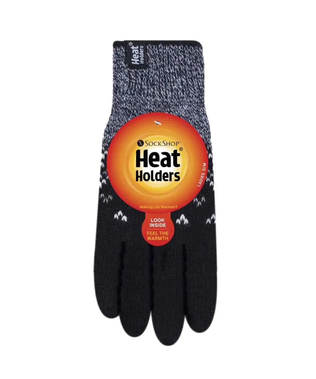 Heat Holders - Womens Nordic Fleece Lined Thermal Gloves - Black