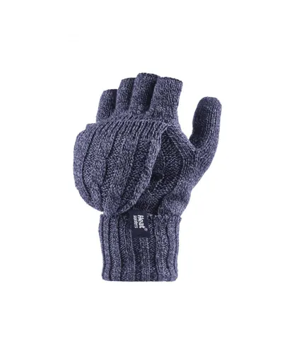Heat Holders Womenss Thermal Converter Fingerless Cable Knit 2.3 tog Gloves - Blue - One