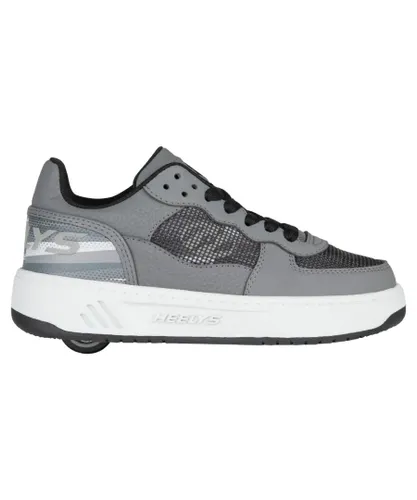 Heelys Boys Trainers Reserve Low Lace Up Wheels Court Shoes Grey