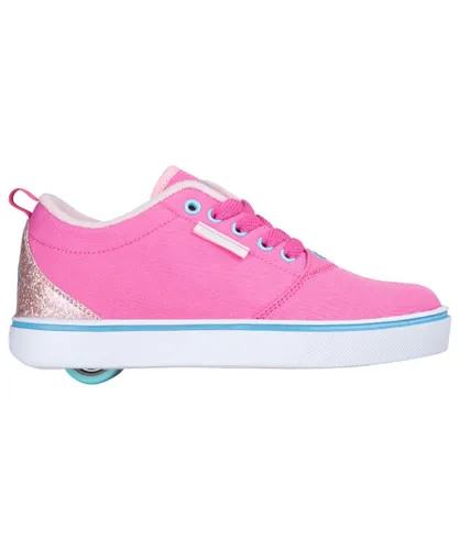 Heelys Girls Trainers Pro 20 Canvas Lace Up Skate Shoes Wheels Pink