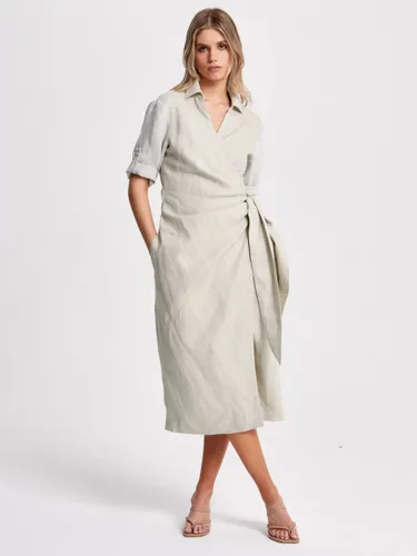 Helen McAlinden Leonne Plain Linen Wrap Dress, Oatmeal - Oatmeal - Female