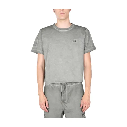 Helmut Lang , Military Delave Effect T-Shirt ,Green male, Sizes: