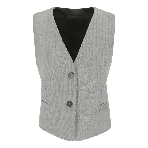 Helmut Lang , Wool Tux Vest ,Gray female, Sizes: