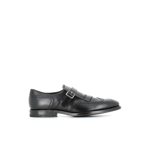 Henderson , Black Fringed Brogue Shoes ,Black male, Sizes: