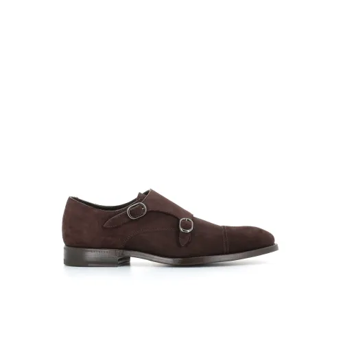 Henderson , Brown Flat Shoes with Double Buckle ,Brown male, Sizes: