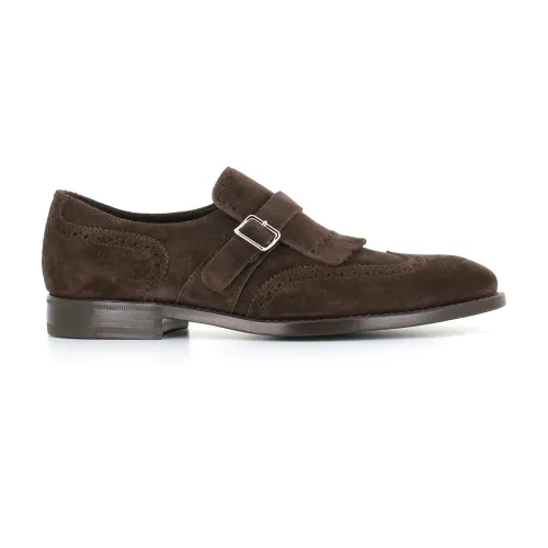 Henderson , Brown Suede Fringe Brogue Shoes ,Brown male, Sizes: