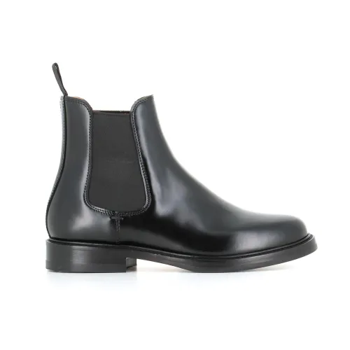 Henderson , Classic Black Leather Flat Shoes ,Black female, Sizes: