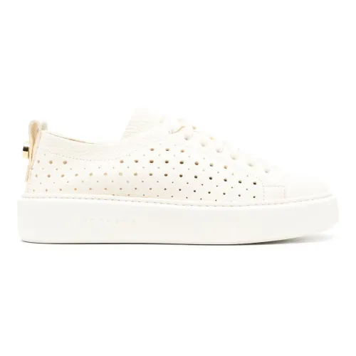 Henderson , Perforated Leather Sneakers ,Beige female, Sizes: