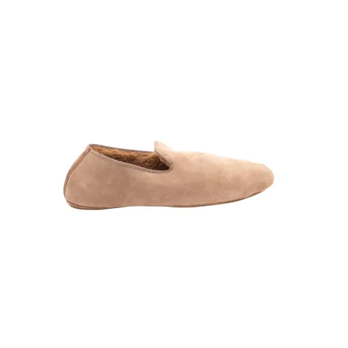 Henderson , Soft and Warm Italian Sheepskin Flat Shoes ,Beige female, Sizes: