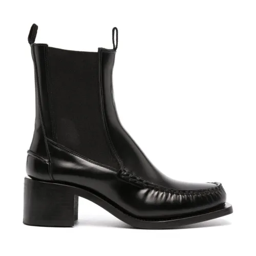 Hereu , Black Leather Ankle Boots ,Black female, Sizes: