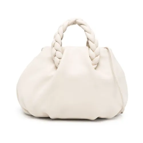 Hereu , White Leather Handbag with Plaited Handle ,White female, Sizes: ONE SIZE