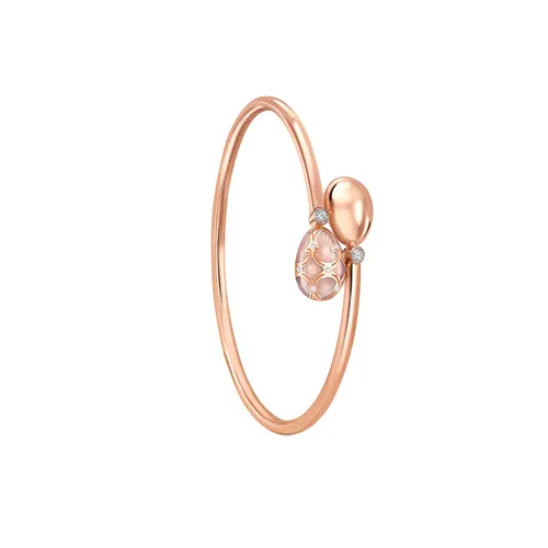 Heritage 18ct Rose Gold Diamond & Pink Enamel Crossover Bracelet