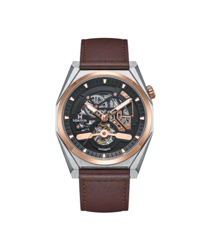 Heritor Automatic Mens Amadeus Semi-Skeleton Leather-Band Watch - Brown Stainless Steel - One Size