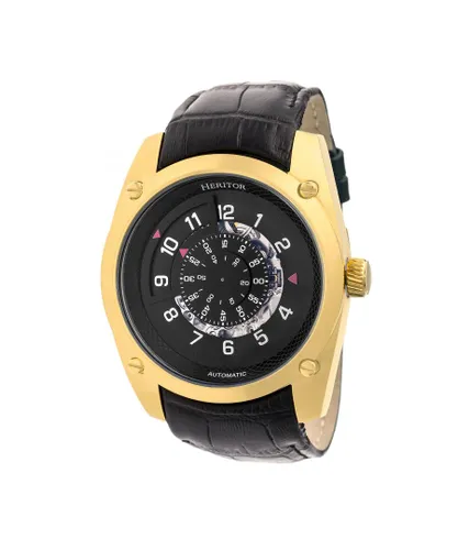 Heritor Automatic Mens Daniels Semi-Skeleton Leather-Band Watch - Gold Stainless Steel - One Size
