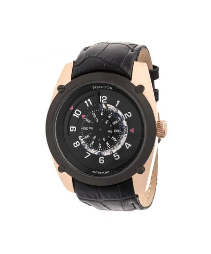 Heritor Automatic Mens Daniels Semi-Skeleton Leather-Band Watch - Rose Gold Stainless Steel - One Size