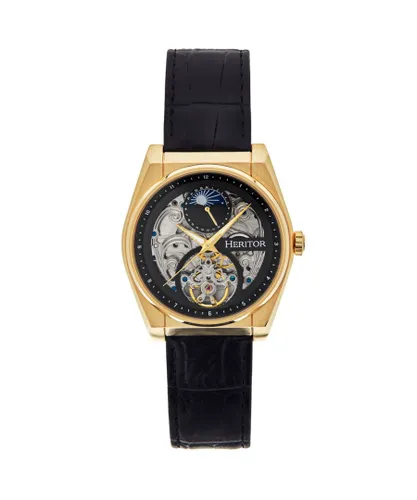 Heritor Automatic Mens Daxton Semi Skeleton Watch - Gold Stainless Steel - One Size