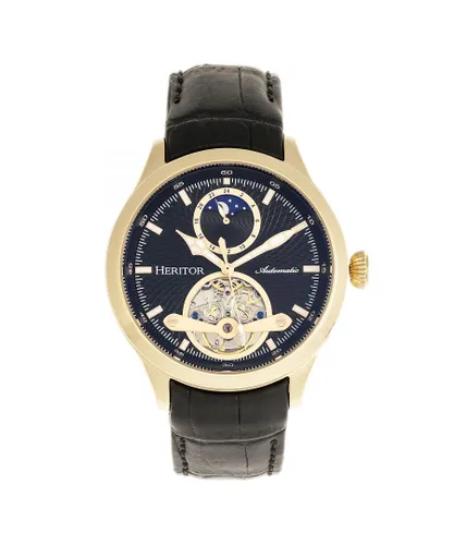 Heritor Automatic Mens Gregory Semi-Skeleton Leather-Band Watch - Gold Stainless Steel - One Size