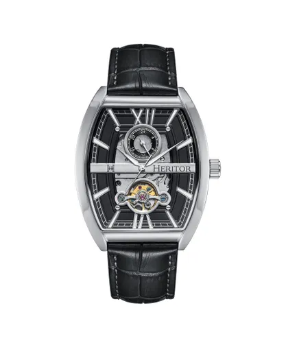 Heritor Automatic Mens Masterson Semi-Skeleton Leather-Band Watch - Silver Stainless Steel - One Size
