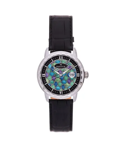 Heritor Automatic Mens Protégé Vitreous Enamel Dial Watch - Black Stainless Steel - One Size