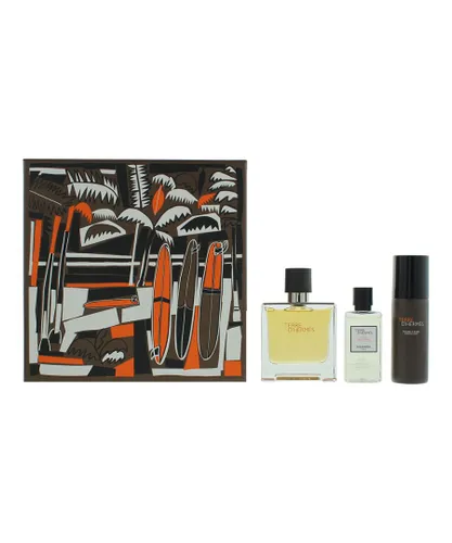Hermes Mens Terre D' Eau de Parfum 75ml, Shaving Foam 50ml + Aftershave Lotion 40ml Gift Set - NA - One Size