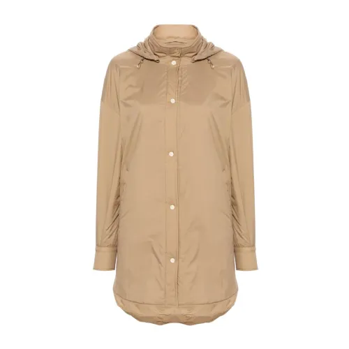 Herno , Beige Lightweight Coat with Detachable Hood ,Beige female, Sizes: