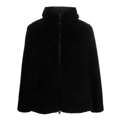 Herno , Black Cotton Hooded Jacket ,Black male, Sizes: