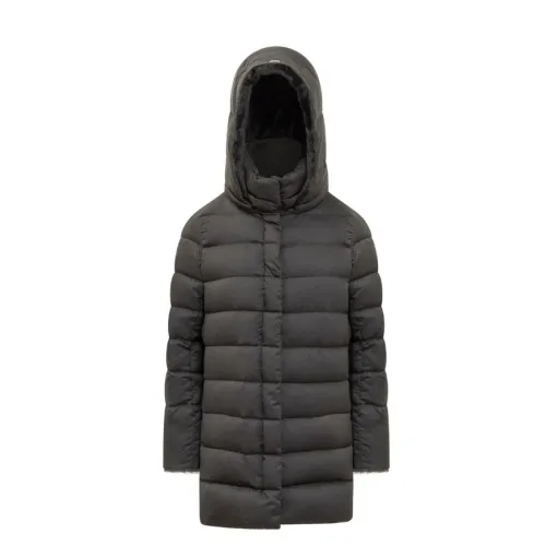 Herno , Black Down Jacket with Zip and Button Closure ,Black female, Sizes: