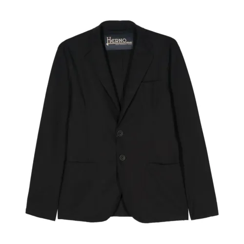 Herno , Black Stretch-Design Jacket ,Black male, Sizes: