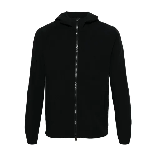 Herno , Black Water-Repellent Hooded Jacket ,Black male, Sizes: