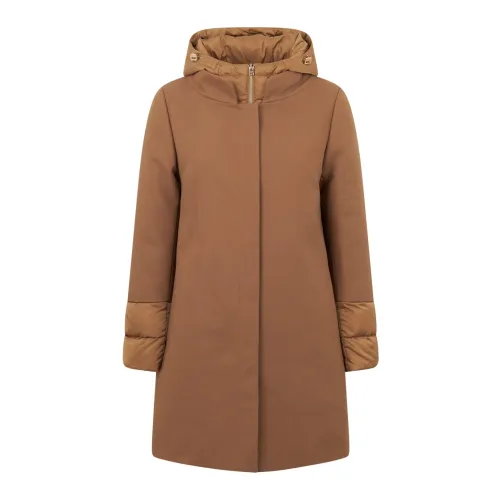 Herno , Brown Wool Coat with Removable Puffer ,Beige female, Sizes: