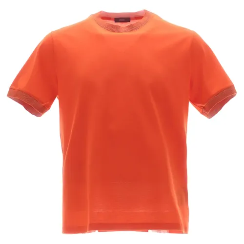 Herno , Classic T-Shirt ,Orange male, Sizes: